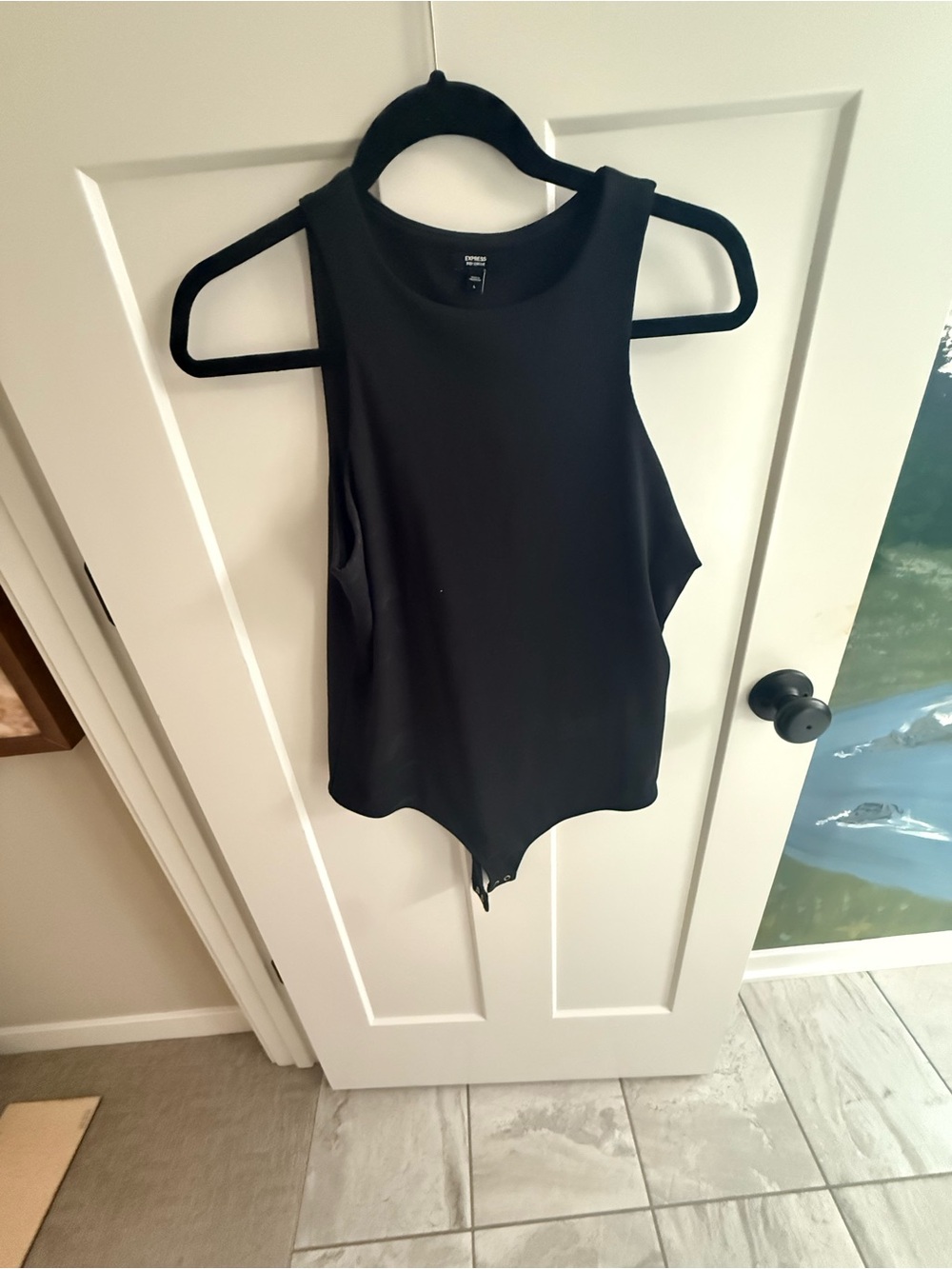 Express Black Sleeveless High-Neck Bodysuit
